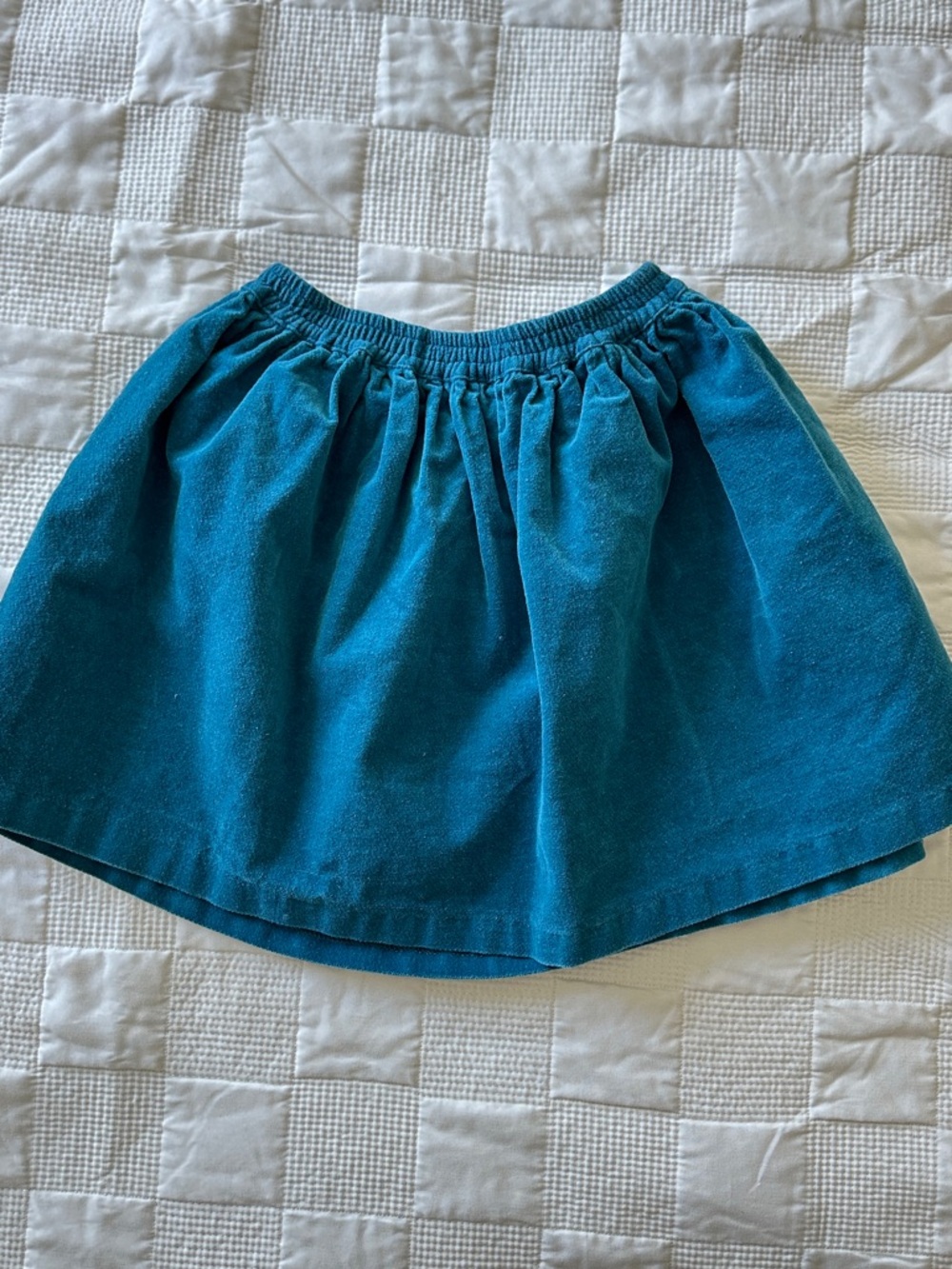 Teal Velvet Drawstring Girl’s Skirt - Picture 2 of 3